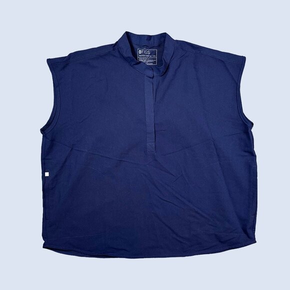 Figs Rafaela Oversized Sleeveless Medical Scrub Top Navy Blue Size XX-Large - Picture 1 of 5